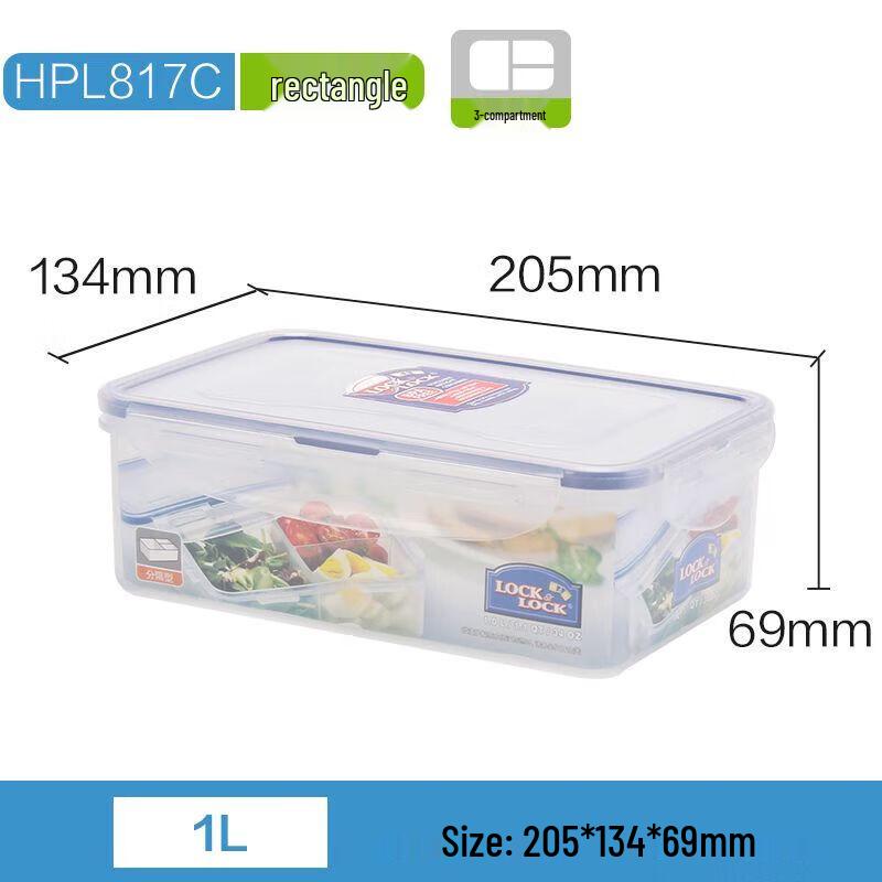 Lock & Lock 3-Compartment Plastic Lunch Box