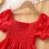 Girls' Fashionable And Caring Printed Dress For Summer, Children's Casual Dress With Bow Ties