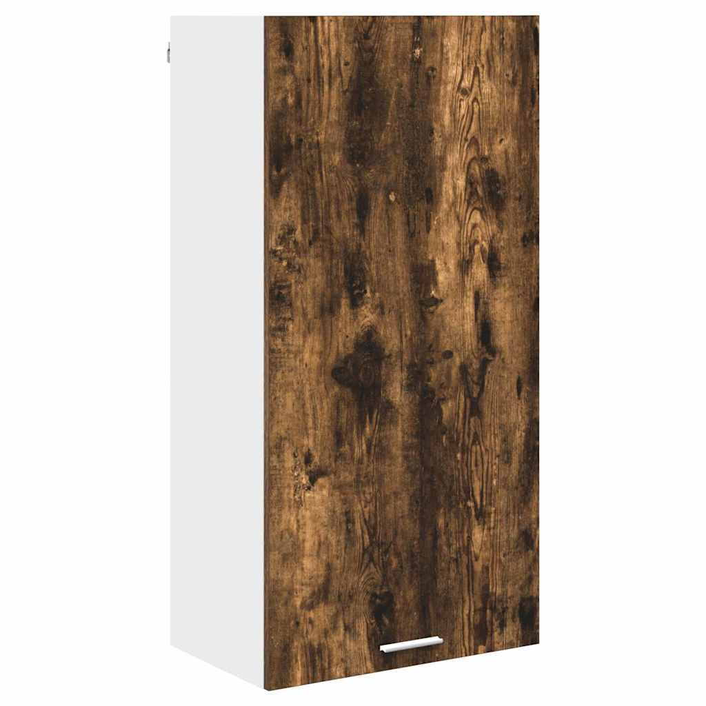 Hanging Cabinet Smoked Oak and White 50 x 31 x 100 cm