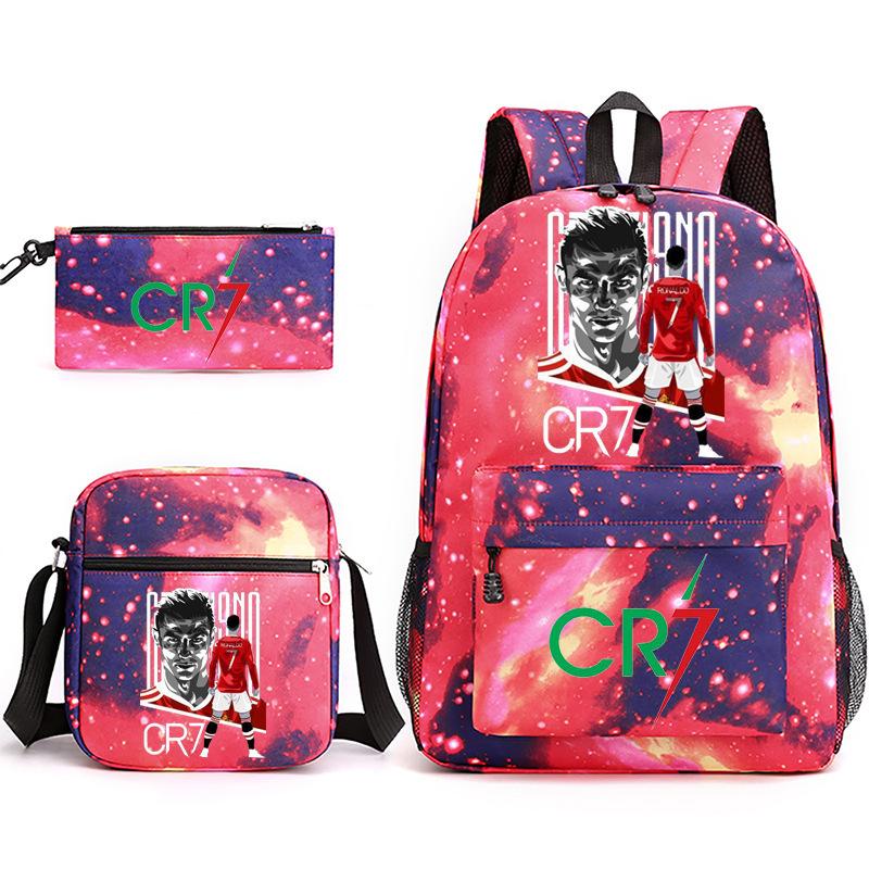 Cr7 Youth Fashion Children'S Student Schoolbag 3-Piece Set