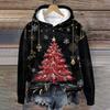 Women's Fashion Long Sleeve Christmas Print Loose Hooded Sweatshirt Top