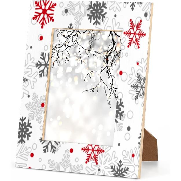 5x7 Picture Frame White Winter Christmas Snowflake Photo Frame for Wall and Tabletop Display Wooden Photo Picture Frame Home Decor