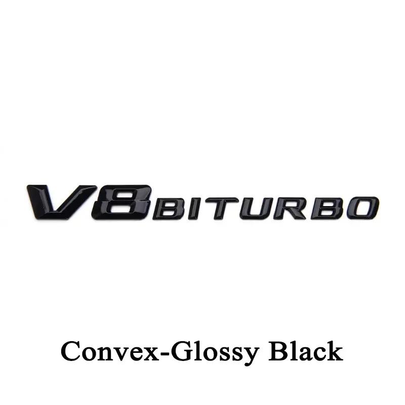3D ABS Schwarzes Logo V8 BITURBO Emblem Auto Kotflügel Abzeichen Für Mercedes Benz C63 G63 E63 S63 W222 W223 W213 W212 W205 W204 Zubehör