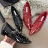 French-Style Insole Height-Increasing Single Women'S Pair, Bow Pointed-Toe Flat Shoes, Niche High-End And Elegant Evening Women'