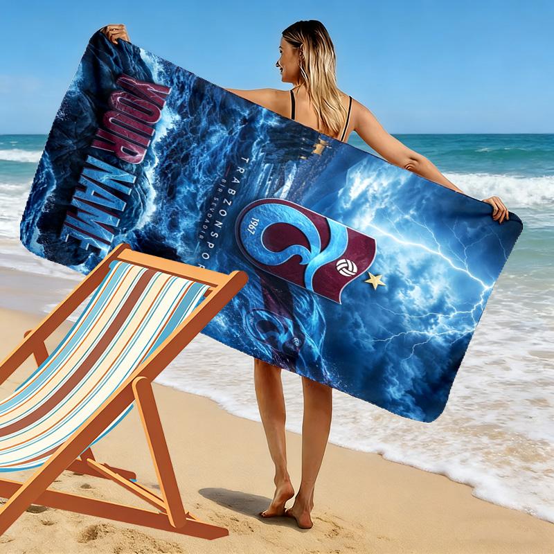Name Custom Trabzonspor Print Beach Towel, Large Soft Quick Dry Towel for Beach Camping Swimming