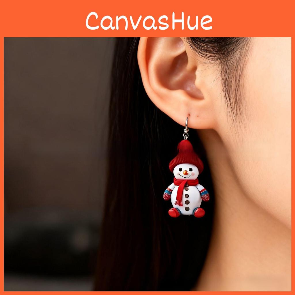 Seasonal Snowman Earrings With Silver Ear Pins And Creative Christmas Theme For Men And Women