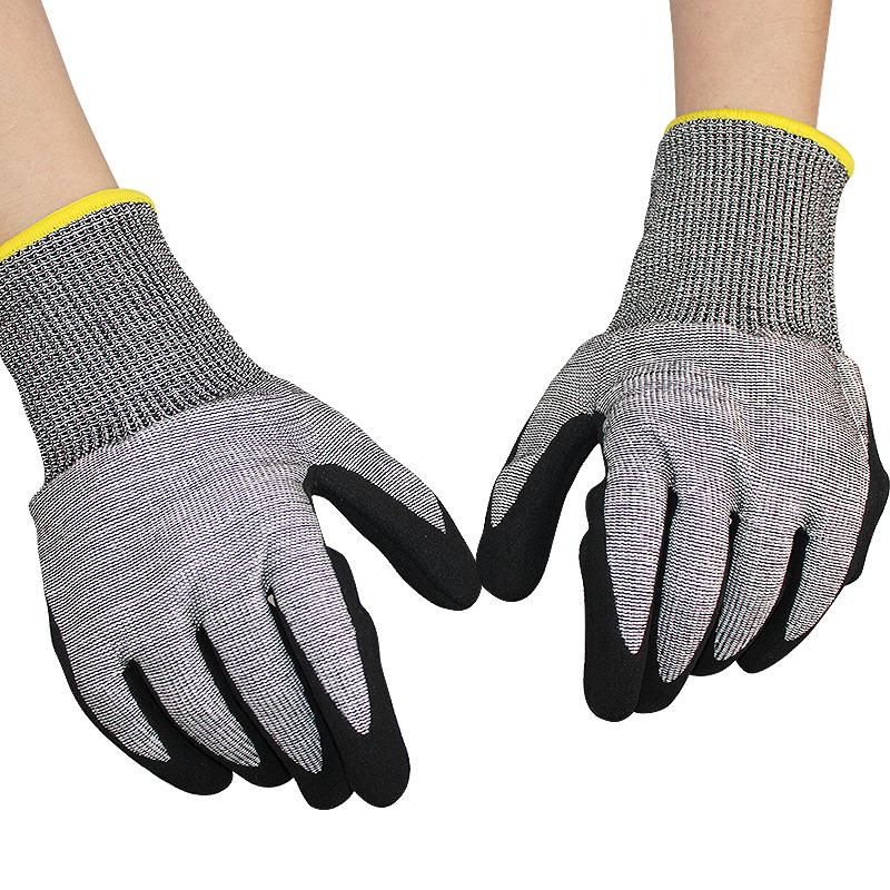 HPPE Nitrile Coated ANSI A6 Cut-Resistant Gloves  Anti-Cut Safety Gloves for Construction Sports Skiing Outdoor Activities