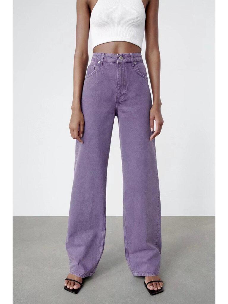 European & American French Design Women's High-Waisted Colored Straight-Leg Jeans - Versatile, Casual, Elegant