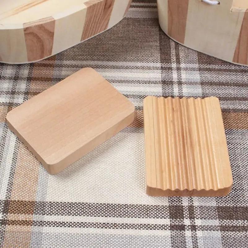 Draining Rack Soap Dishes Natural Wooden Drainage Soap Rack Plate Tray Holders Box Shower Hand Washing Soaps Holder YLE055