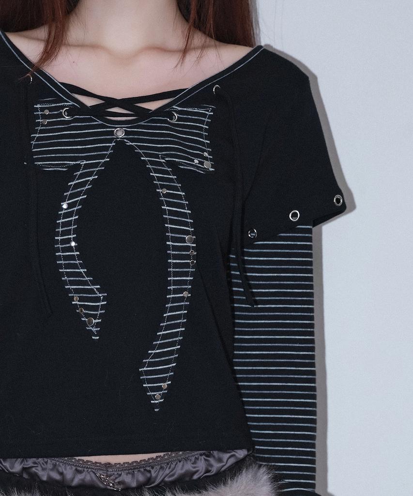 Chelikwili Punky Bow Layered Tee - Black