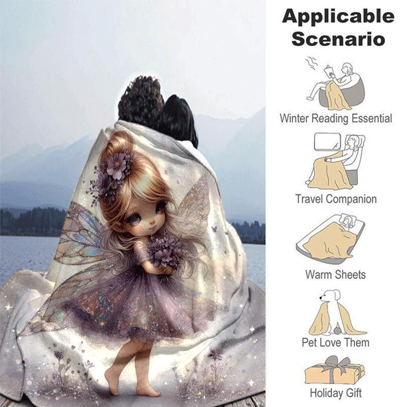 1pc Flower Printing Lightweight Flannel Blanket, Comfortable and Warm Blanket, for Camping Sofa Bed and Couch Office, Gift
