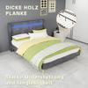 Minimalist Upholstered Bed with LED-Integrated Headboard, 140x200 cm, Grey, Low-Profile Non-Storage Base (Without Gas Lift), Mattress Not Included.