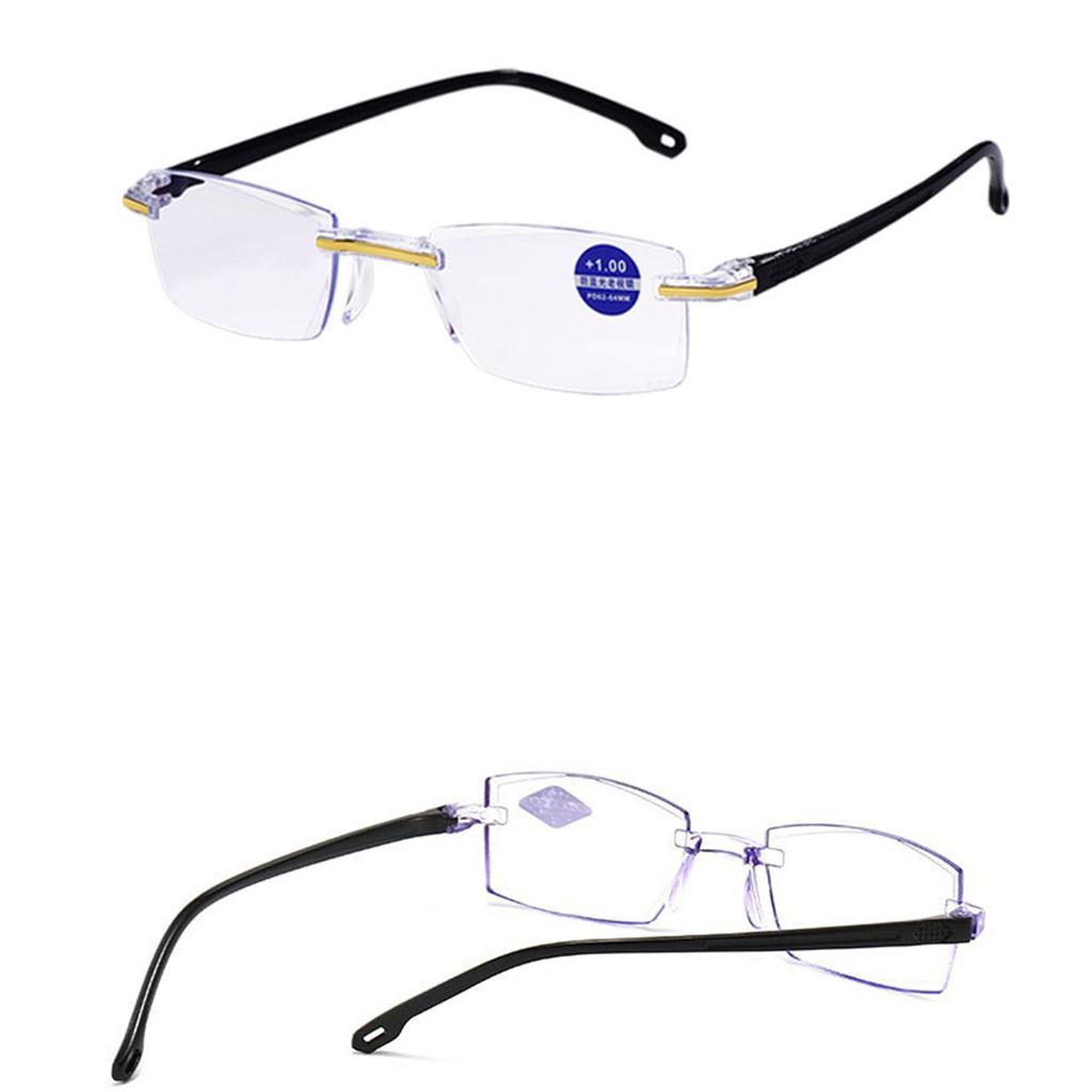 New Frameless Border Blue Reading Glasses Stall Glasses Men's Integrated Ultra-light Farsighted Glasses