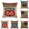 Mother Road Route 66 Pillow Case Linen Cotton Home Textile Waist Cover Cushion