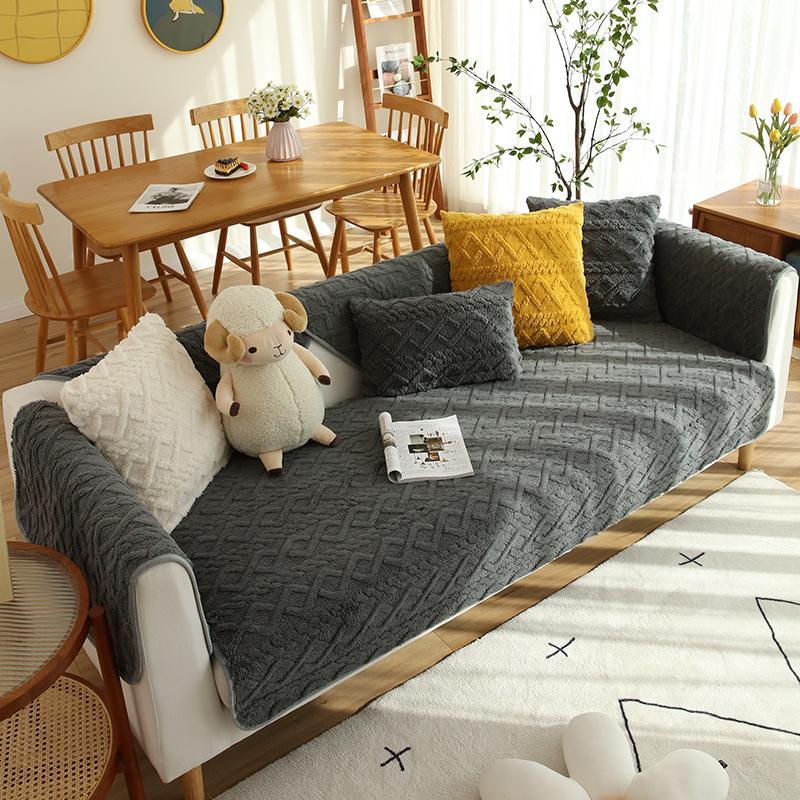 Winter Plush Sofa Cushion Simple Winter Thickened Cushion Leather New Non-Slip Sofa Cover All-Inclusive Cover Towel