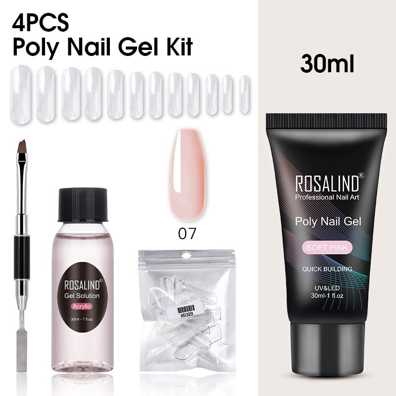 ROSALIND 30ml Nail Poly Nail Gel Set Hybrid Nail Extension UV Gel Polish Quick Builder Gel Manicure Kit For Finger Extend Nail Art Design