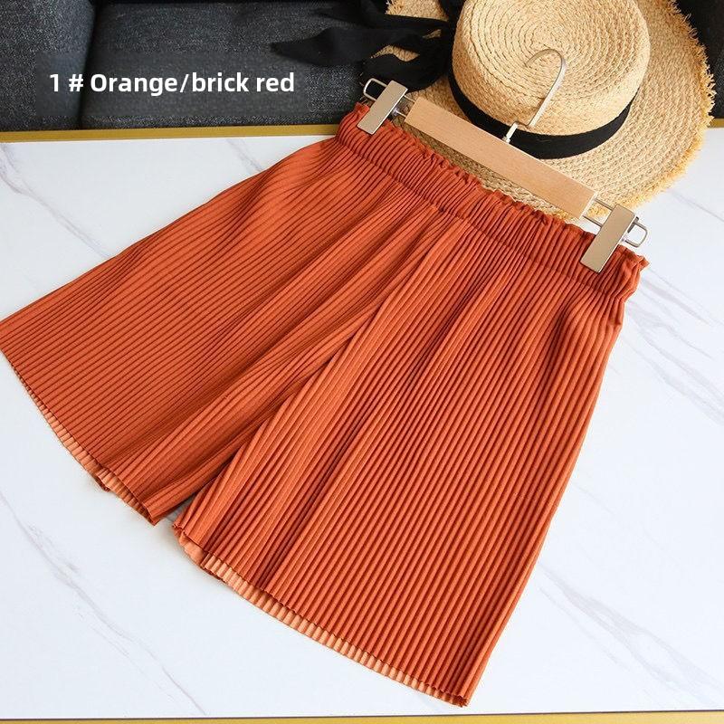

GMXIA Плиссированные шорты женские весенне-летние повседневные брюки-квотербеки с высокой талией мешковатые утягивающие брюки прямого покроя One Size кирпич красный