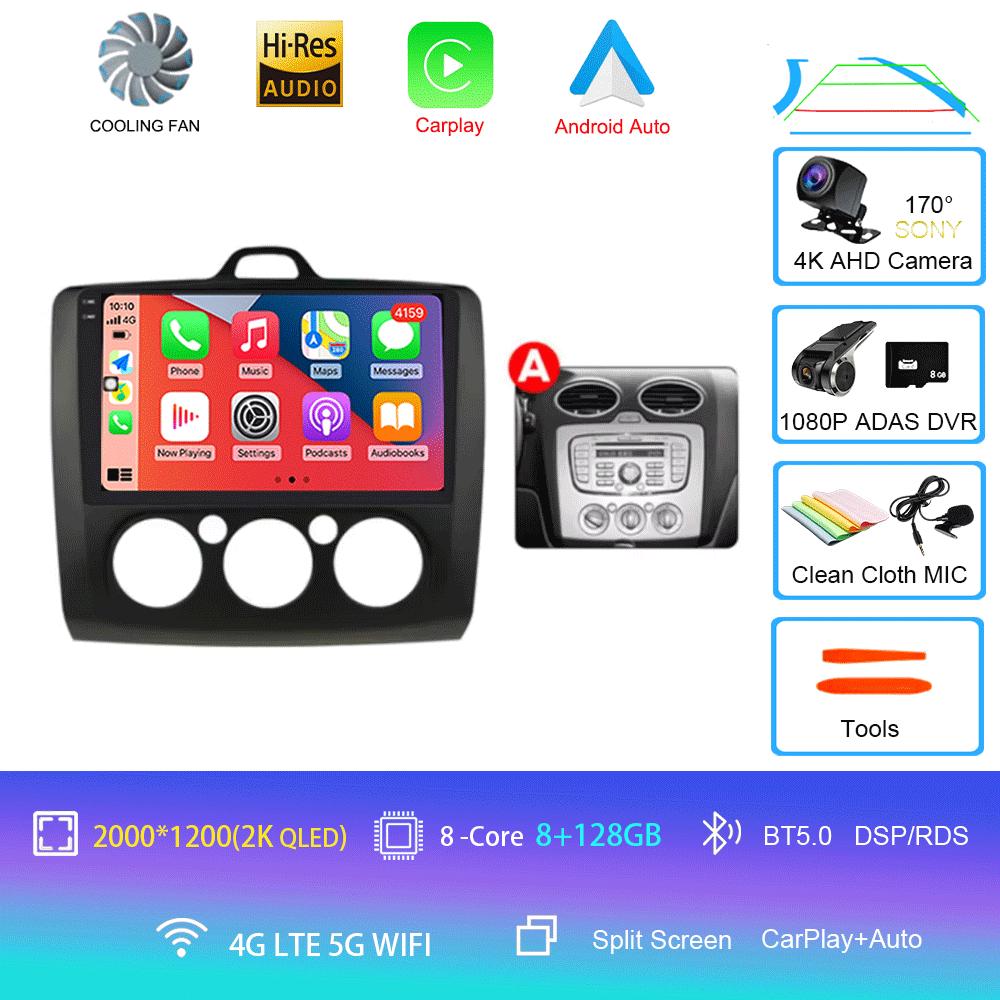 Android 14 Car Radio Autoradio For Ford Focus 2 Mk2 2004 - 2011 GPS Navigation Multimedia Player Carplay Stereo WIFI 360 Camera