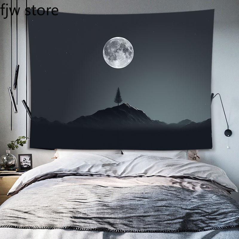 Starry Sky Moon Landscape Tapestry Room Aesthetic  Wall Hanging Art Background Cloth Bedroom Dormitory Home Decoration