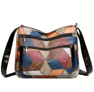 Capacity Travel | Women Middle-aged Mom Bag Capacity Splicing Commuter Soft Leather