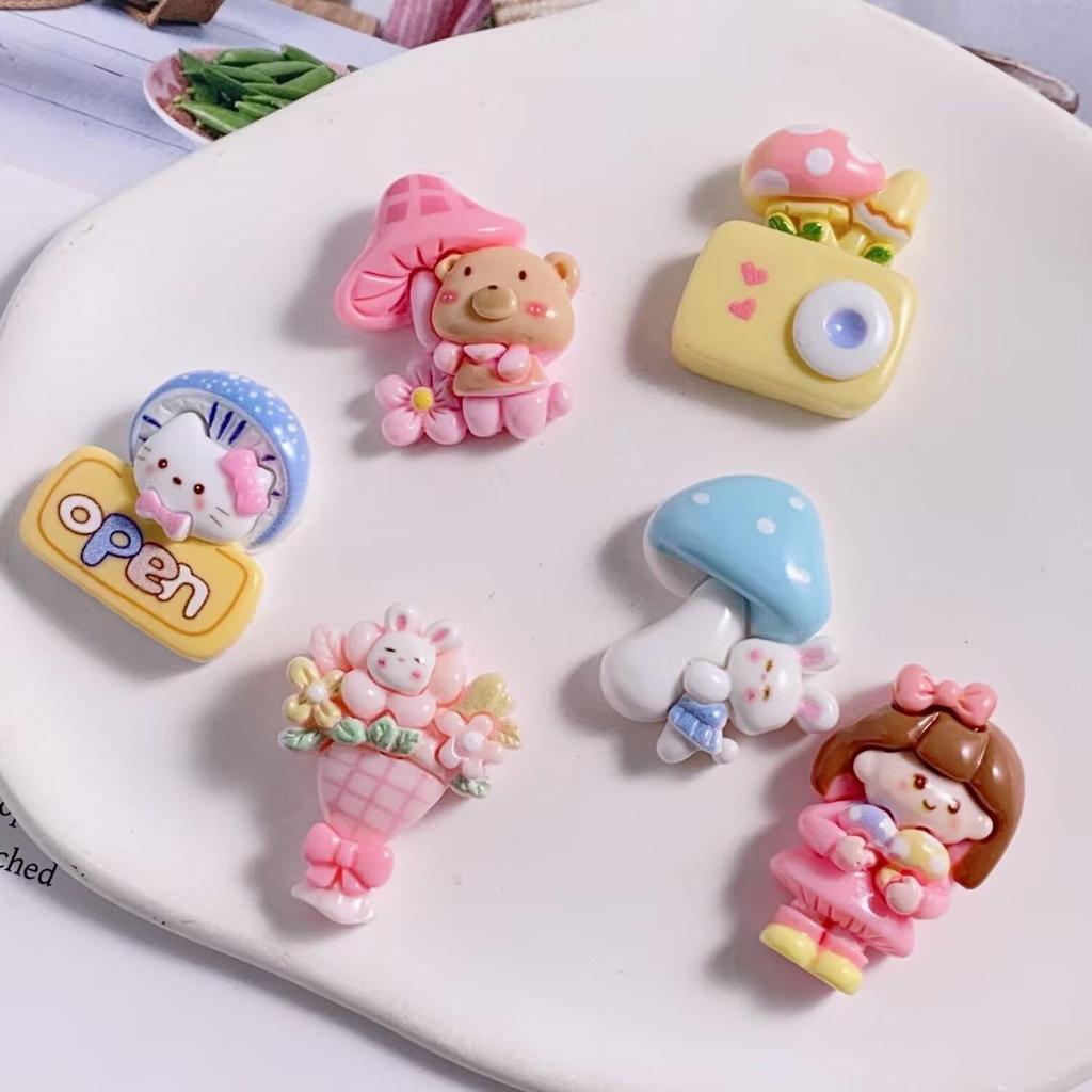 Cross-border Mushroom Girl Resin Sticker Decoration for Phone Case, Electric Scooter, Water Cup, Hair Clip, Camera, and DIY Cream Glue.
