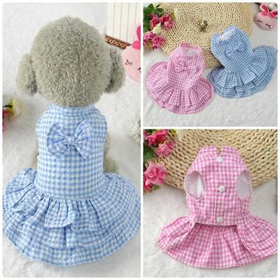 Raffinierte Sommer-Hundekleider, Kleid im Gitter-Stil, Outfit für kleine Hunde, mittelgroß, niedliche Haustierkleidung, Welpenrock, Hundekleidung