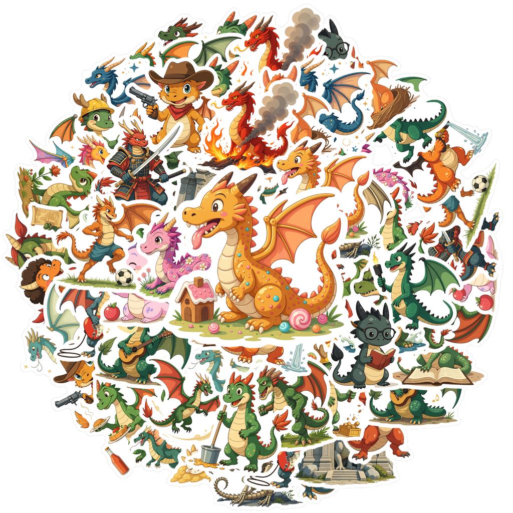 35pcs-100pcs Fantasy Mythical Creatures Stickers Cute Dragon Fantasy Stickers Stickers For DIY Phone Guitar