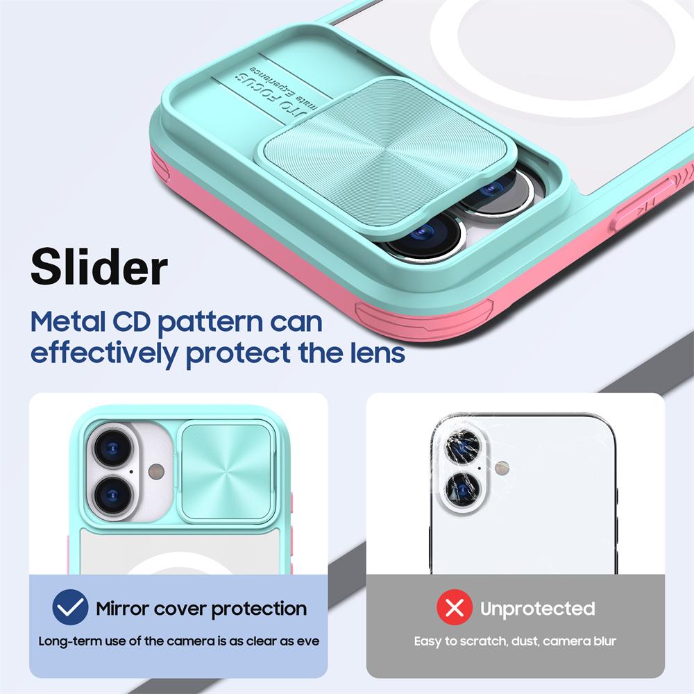 Slide Camera Lens Protection Clear For Magsafe Phone Case For 17 16 15 14 13 12 11 Pro Max Magnetic Wireless Charge Cover