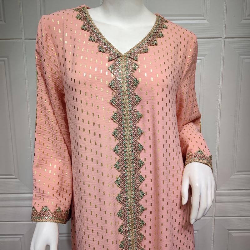 Muslim Women's Bronzing Embroidered Dress Muslim Dubai Abaya Robe