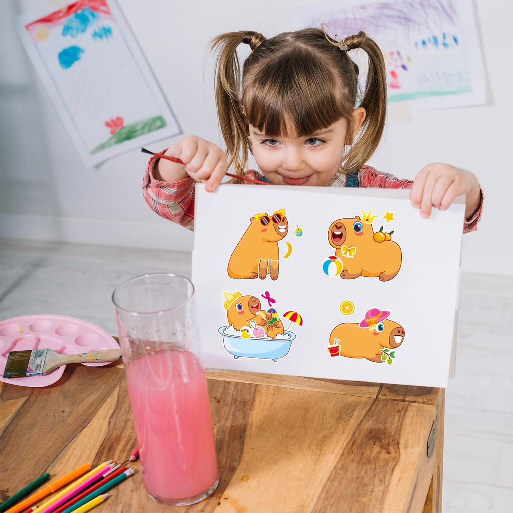 8Sheets Cute Capybara Funny Make a Face Puzzle Stickers Decoration Cartoon Assemble Jigsaw Toy Kid DIY Decoration Party Favor