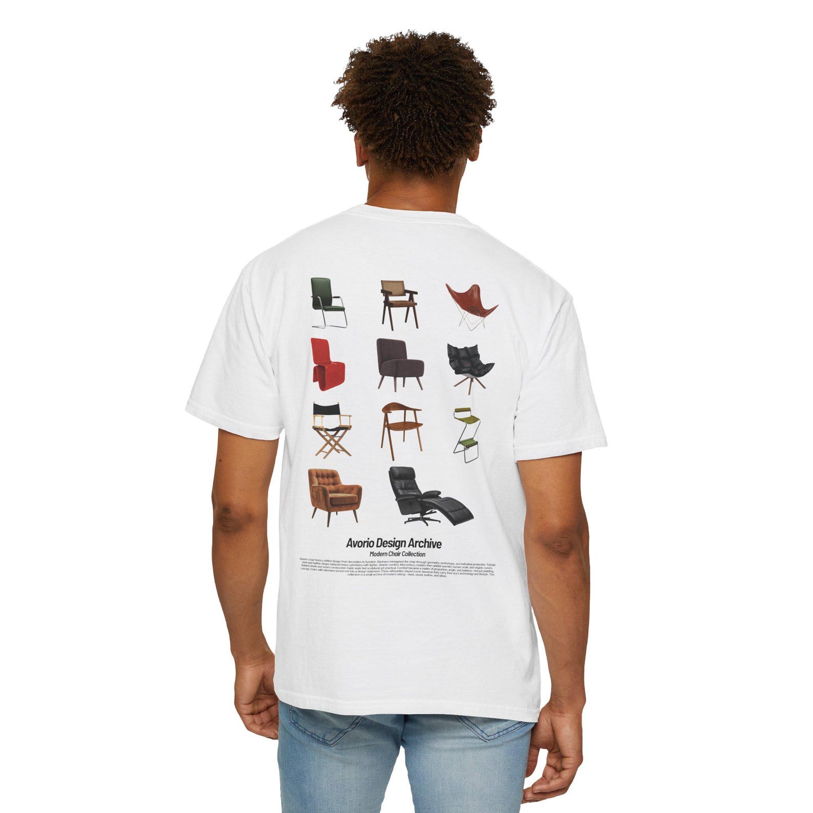 Modern Chair Collection T-Shirt, Mid Century Modern Design Tee, Architecture Student Gift, Interior Design, Bauhaus Furniture Graphic Tee L