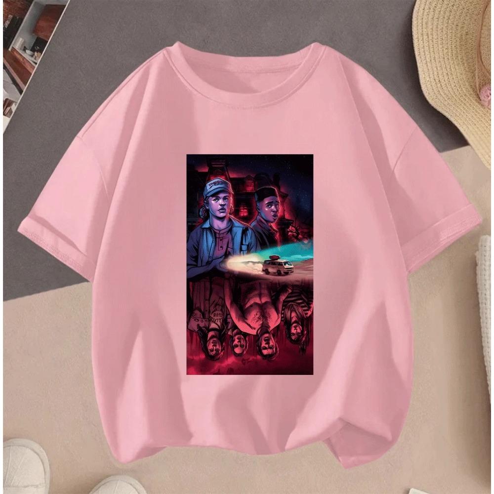 Hot Sale 2D Stranger Things Cartoon Print Casual Summer Short Sleeve T Shirt For Kids Teenagers Girls Boys