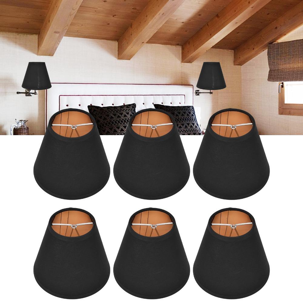 6PCS Clip On Design Lamp Cover Black&Gold Small Lamp Shades  Chandelier Replacement