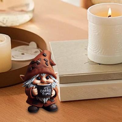 Gnomos de Café Figuras de Encimera de Cocina, Gnomo de Comedor, Decoración de Gnomo con Tema de Café para Amantes del Café Decoración para Regalar