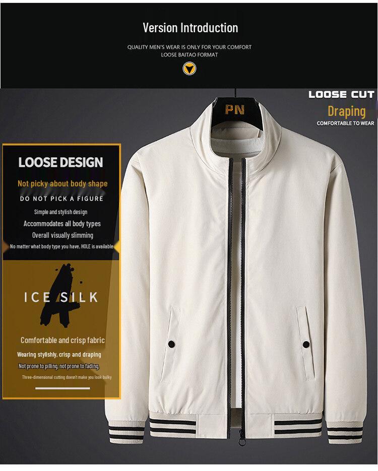 Men's Spring and Autumn Business Casual Stand-up Collar Windproof Jacket