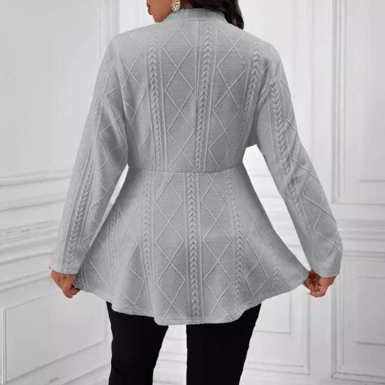 Fall Winter Lady Suit Coat Single Button Textured Jaquard Solid Color Mid Length Deep V Neck Long Sleeves Formal Business Style Lady Commuting Jacket