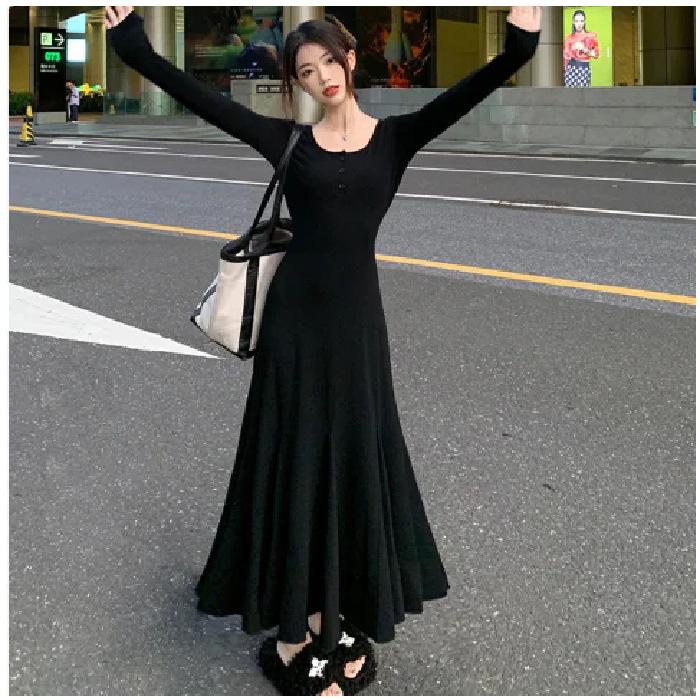 

Skinny and tall fishtail sweater skirt women s spring new long dress S чёрный