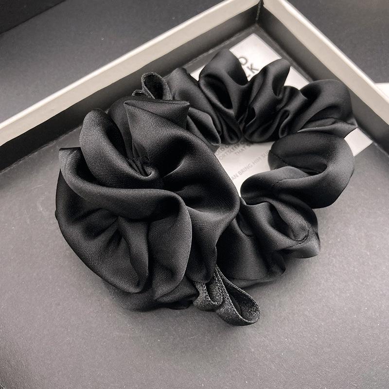 French Rose Satin Scrunchie: Elastic Korean-Style Ponytail Hair Accessory