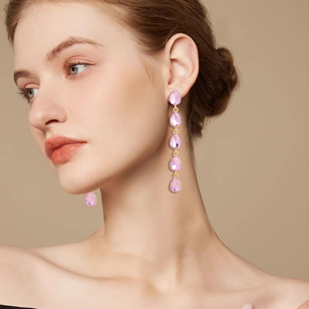 Water Drop Earrings Silver Long Dangle Jewelry For Women Gift