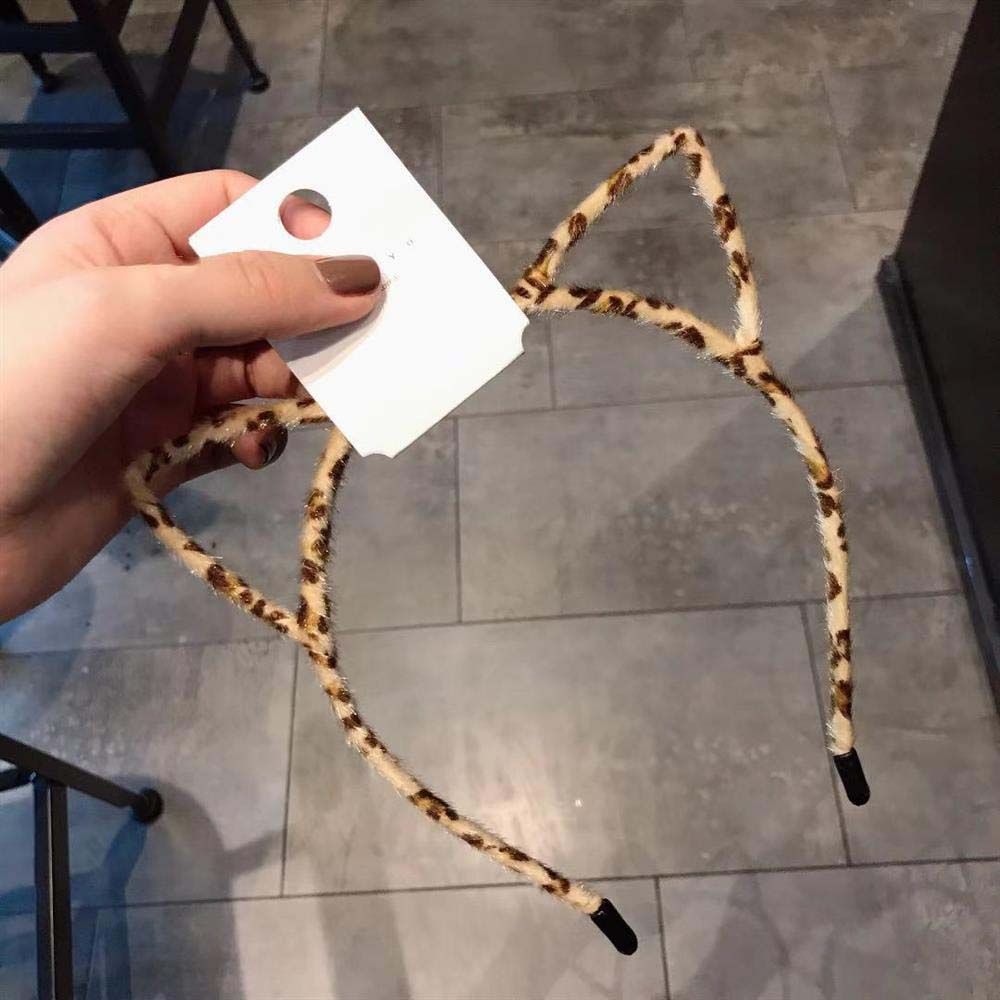 

Уши Аксессуары для волос Головной убор Корейский стиль Ободок с кошачьими ушками Леопардовый обруч для волос Плюшевые резинки для волос света кофе