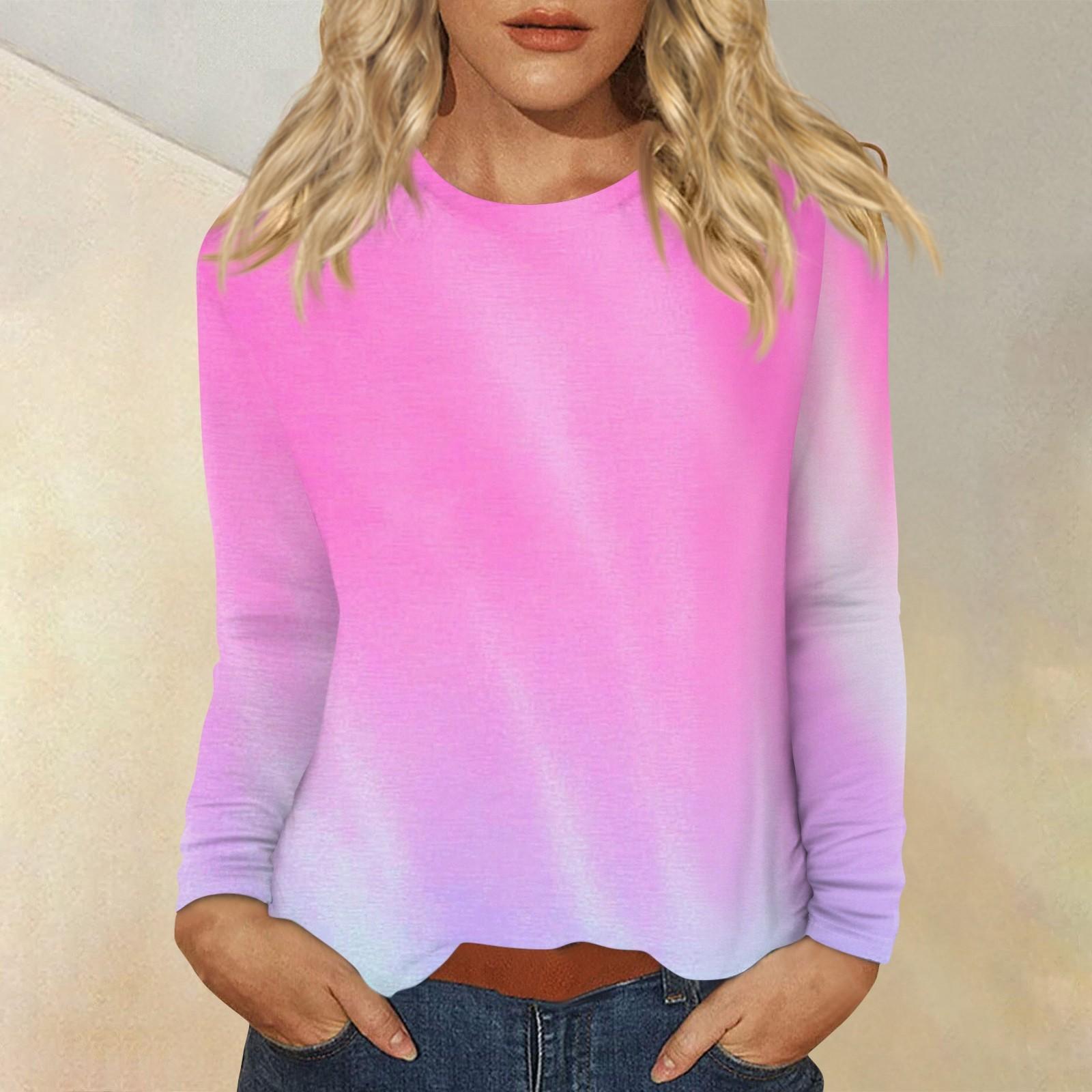 

Women s Daily Casual Long-sleeved Printed O-neck Top M