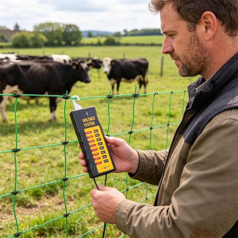 12kV Agricultural Fence Testing Unit ABS Build Pulse Activated Equipment Including Extended Ground Rod For Livestock Care