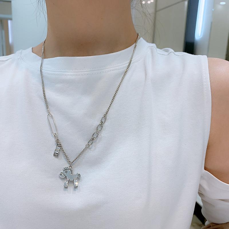 New Creative Retro Money Jewelry Personality Animal Pony Clavicle Chain Horse Pendant Necklaces Birthday Gift for Horse Lover