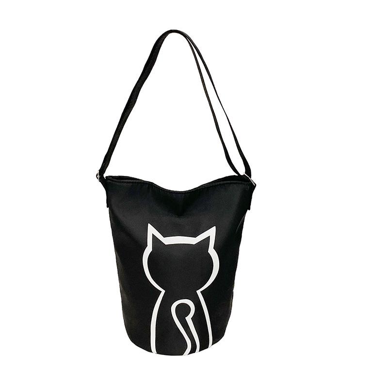 2025 Koreanischer Stil Damen Rucksack mit großer Kapazität zum Umhängen – Niedliche Kätzchen Eimer Tasche