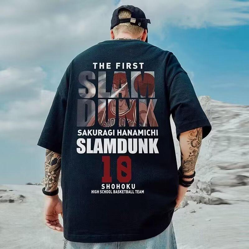 M-8XL Men's T-shirt Oversized Anime Printed T-shirt Student Youth Simple Casual Top Summer Couple Outfit