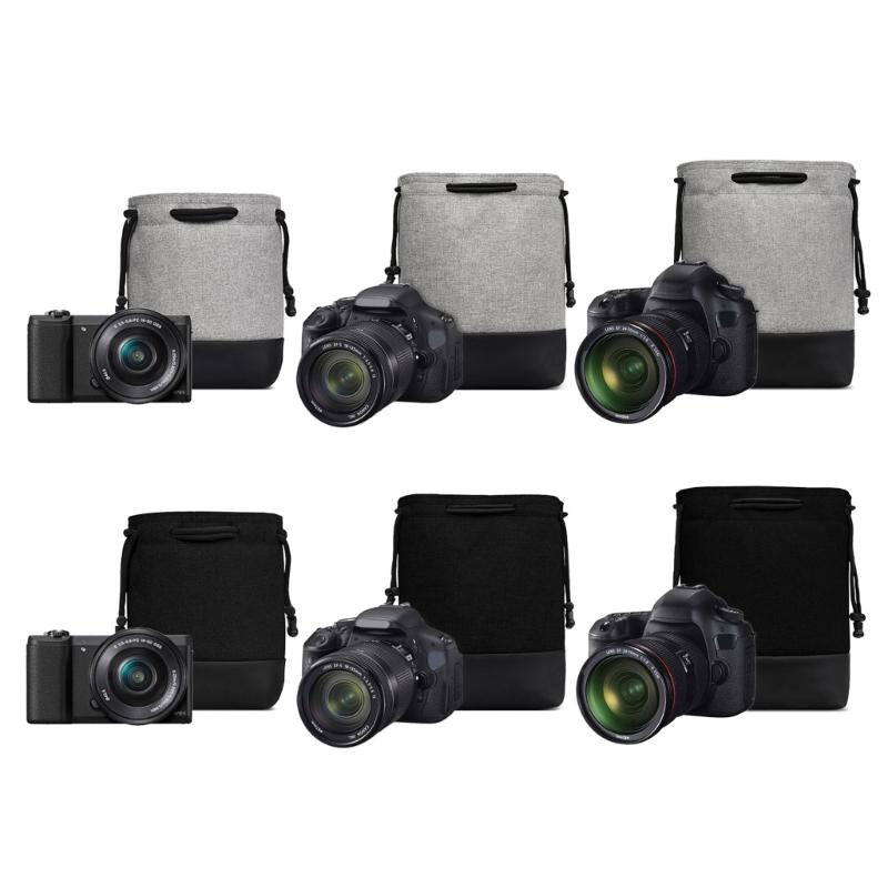 Waterproof Camera Lens Bag Padded Protective Case For Photography Accessories Storage With Oxford Leather Detail