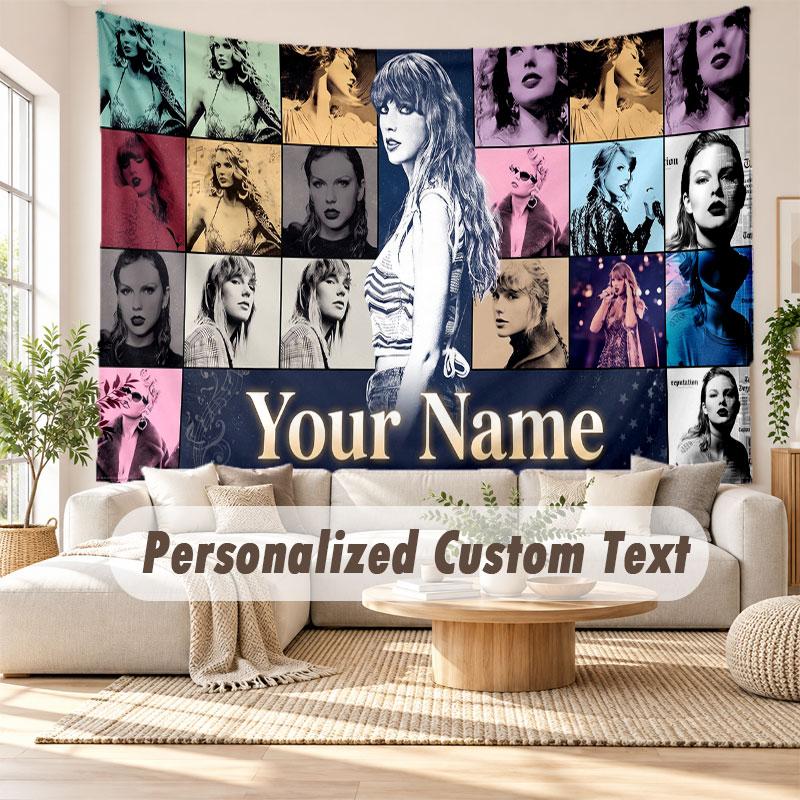 Benutzerdefinierte Namens-Wandbehang-Tapisserie, Taylor Swift Dekorative Hintergrund-Tapisserie für Wohnheim, Zuhause
