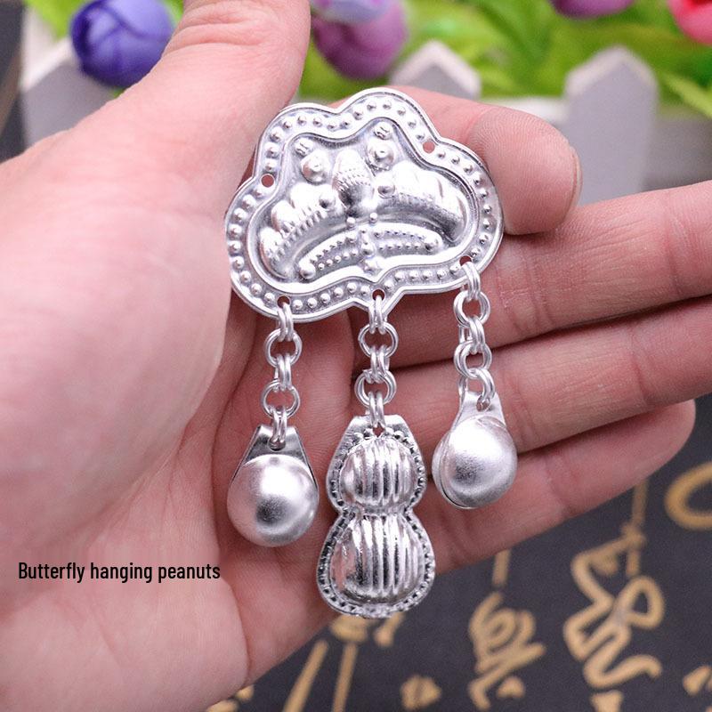 Miao Ethnic Silver Pendants & Handmade Hanfu Hairpin Accessories with Sesame Bells