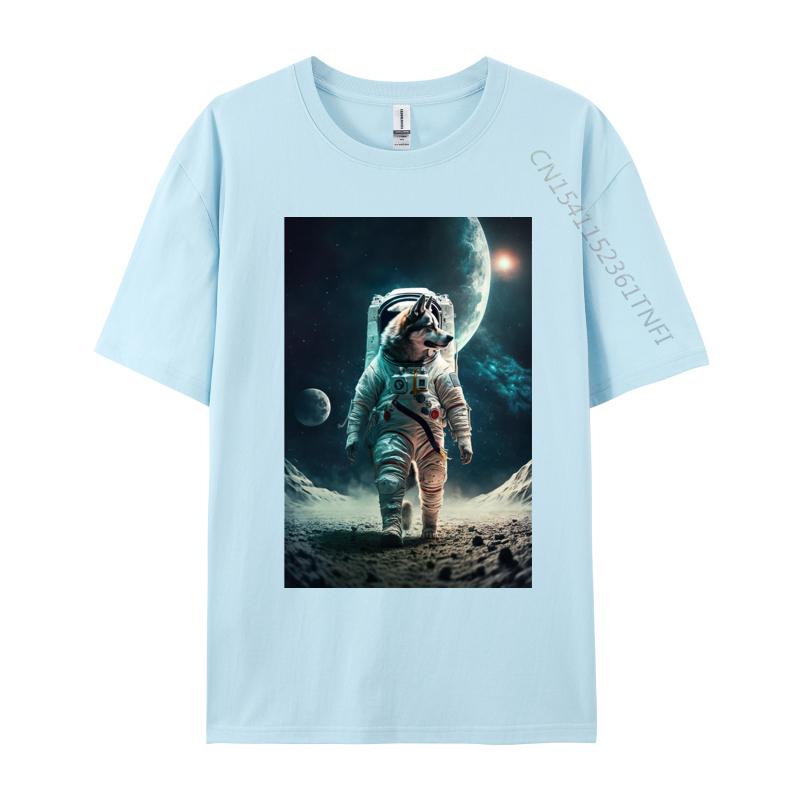 Astronaut Dog Spacesuit In Space Tshirts Pure Cotton Man Tops Shirt Tops Shirt Designer T Shirt Unique