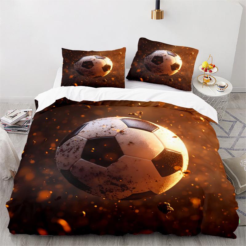 Fußball-Serie 3D Digitaldruck Dreiteiliges Bettwäscheset Bettlaken Bettbezug